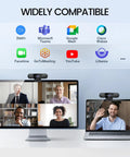 Plug And Play 1080P HD Webcam Packs Dual Noise Killing Mics And Wide Angle Lens With Privacy Sliding Cover for video calls on multiple devices