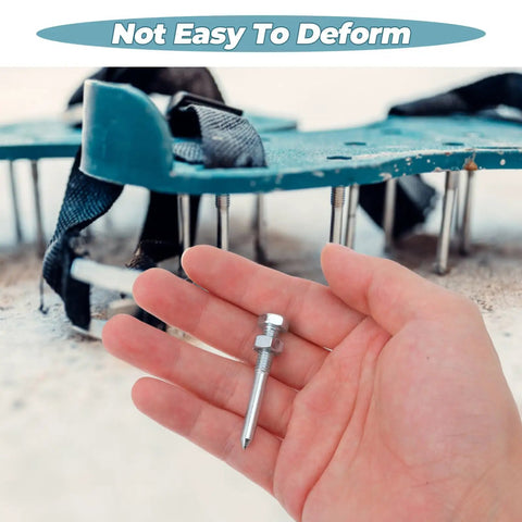 Hand holding metal spike with aerator sandal in background; part of 20 Pack Lawn Spikes For Aerator Shoes, Nail Soil Spikes
