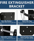 Beefy Heavy Duty Fire Extinguisher Wall Mount Bracket For 20Lb Dry Chemical And 10Lb CO2 Units ST12 Steel Construction close-up features