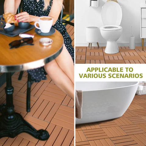 Wood Plastic Composite Patio Deck Tiles Interlocking Kit For Outdoor And Indoor Use, Waterproof Durable WPC Flooring in bathroom and cafe