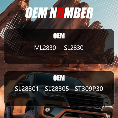 OEM numbers for Rock Solid Gas Struts For Truck Tonneau Cover And Pickup Bed Topper Upgrade shown on vehicle background.