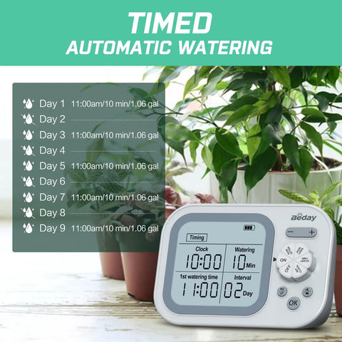 Hands Free Indoor Plant Waterer System For Fifteen Potted Plants Auto Drip Irrigation Kit With Programmable Timer Display