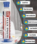 No Clean Soldering Flux 558 10cc 10mL Rosin Paste For Electronics With Needle Dispensing Tool Lead Free Less Smoke Pro Grade