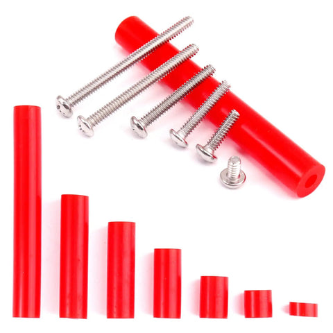 Heavy Duty Outlet Spacers And Screw Mount Kit Featuring Top Shelf Silicone and Corrosion Resistant Steel Build includes red spacers and stainless screws.