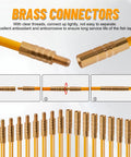 Close-up of brass connectors for 11Ft Fiberglass Fish Tape Rods Kit For Running Electrical Cables Through Walls And Attics.
