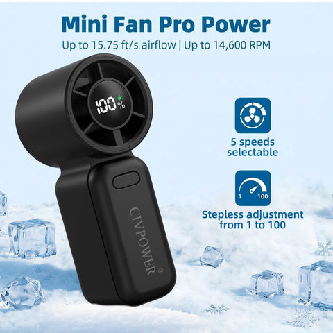 Go-To Ultra Portable Personal Mini Fan With Lanyard USB Rechargeable 100 Speed Turbo Cooling Pocket Size With LED Display