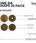 Top Shelf Antique Brass Snap Fasteners Line 24 Size Built Tough And Ready To Roll For Leather Crafting Or Bag Making Fits Like A Dream Comes As A Straight 10 Pack Of Solid Hardware with key features.