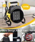 1500W Portable Garage Heater With Lightning Fast Heat In Three Seconds Overheat Protection Indoor Outdoor Space Heater