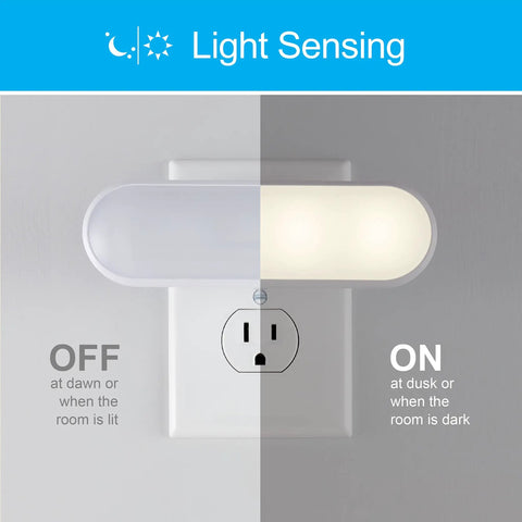 Ultrabrite Plug In LED Night Light Bar With On Off Auto Switch 100 Lumen Soft White Lighting For Hallways And Bedrooms 2 Pack