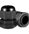 Front view of PG11 Waterproof Nylon Cable Gland Joint with Adjustable Locknut and Rubber O Ring, suitable for 5-10 mm cables, IP68 sealed.