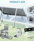 Adjustable Tilt Solar Panel Mount Brackets Aluminum Alloy For Flat Roofs RV Boats And Off Grid Installations Up To 400W Panels 15 To 30 Degree Tilt Mounting Support Silver Mount Only with dimensions shown