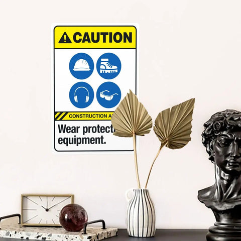 Gear Up Safety Sign Wear Protective Equipment Warning Sign For PPE Gear At The Job Site 8 By 12 Inches Metal Safety Plaque