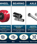 Heavy Duty Polyurethane Caster Wheel 5 Inch By 2 Inch Replacement Set Of 4 with non-marking tread and roller bearing components