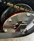Universal 35 Chain 53T Split Sprocket With Adapter for Predator 212cc installed on mini bike frame with steel bolts