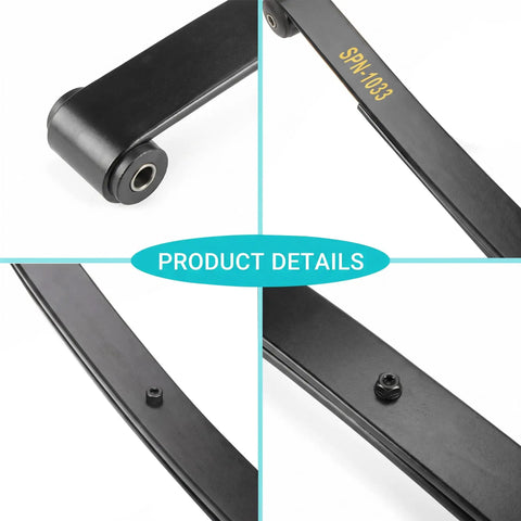 Close-up details of Heavy Duty Golf Cart Rear Leaf Spring Kit For EZGO RXV 2008 2013 With 2 Leaf Tapered Springs Urethane Bushings