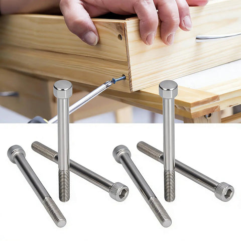Dead Nuts Reliable M10 X 110mm Hex Socket Head Cap Screws Bolt Kit With 10 Pack A2-70 Stainless Steel used in DIY project assembly.