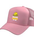 Pink Five Panel Trucker Hat For Warehouse Workers With Adjustable Mesh Back And Structured Foam Front Crown Pallet Handler Style