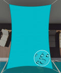 Turquoise 11 By 11 Sun Shade Sail Waterproof Rectangle Canopy For Patio Outdoor Cover over chairs near a pool