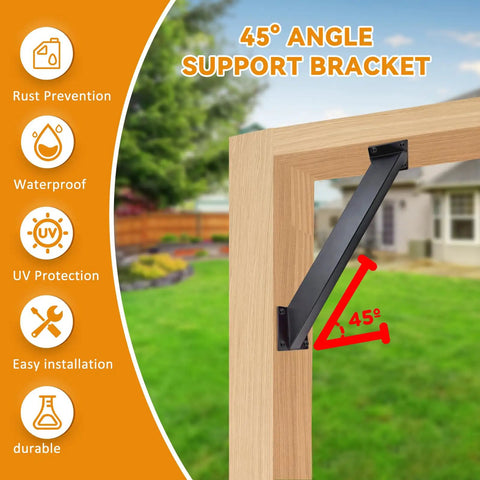Heavy Duty 45 Degree Angle Support Bracket Kit For Pergolas, Decks And Pavilions, Steel Post And Beam Connectors, Weatherproof And Rust Resistant, Ideal For Cabins, Backyards, Terraces, Stairs, 12 Piece Set