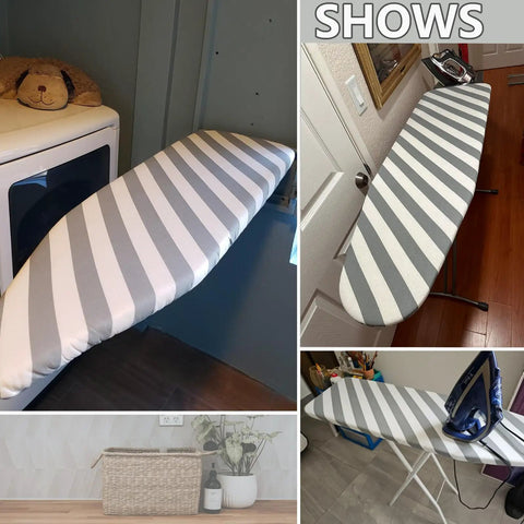 Beefed Up Heavy Duty Ironing Board Cover And Pad With Pull Bungee Fit System And Straps, 4-Layer Silicone Coated on various boards
