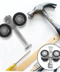 Heavy Duty Double Bearing Sliding Door Pulley Kit Built Tough To Roll Like Butter On Any Barn Door Track Or Closet Setup With Premium Stainless Steel Caster Wheels with tools.