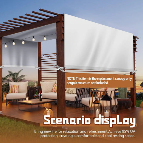 Universal Pergola Replacement Canopy Outdoor Shade Cover Waterproof for patio shown in outdoor setting, 12 x 10 ft beige