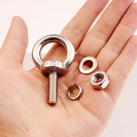10 Pack M8 x 25mm Eyebolts With Nuts And Washers, Heavy Duty Stainless Steel 304 Marine Grade Shoulder Eye Bolts For DIY Projects, Furniture, Swing Sets, And Outdoor Use, Rust Resistant And Easy To Install.