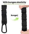 Heavy Duty Trimmer Strap Harness For Weed Eater With Upgraded Elastic Part And Metal Clasp All Day Comfort Shoulder Pad Compatible With EGO And Greenworks String Trimmers Leaf Blowers And Shrub Trimmers showing elastic part.