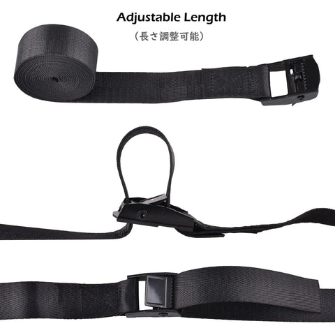 Beefy Heavy Duty Cinch Tie Down Straps With Cam Buckles 4 Pack 1m Black Rugged All Weather Nylon Lashing Straps adjustable length