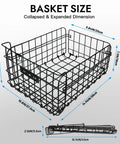 Rear Bike Basket With Removable Insulated Liner Ride Ready Rainproof Cover Cargo Net dimensions and wire design
