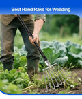 Leaf Rake With Eight Round Tine Design For Quick Lawn Cleanup Metal Garden Rake great for weeding in vegetable garden