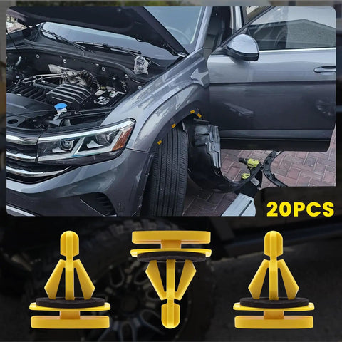Car showcasing fender repair using Fender Flare Clip Kit 71 Pcs With Wheel Flare Clips And Trim Panel Remover Durable Plastic Retainers