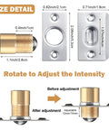 Size detail of 16 Pack Adjustable Closet Door Ball Catch Hardware Set with Stainless Steel Strike Plates, showing dimensions.