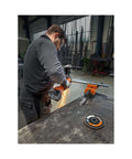 Compact Cordless Angle Grinder With Brushless Motor And 18 Volt Battery Compatibility Built Tough As Nails For Smooth Operator Grip And Zero Sweat Cutting On Hardcore Jobs in action cutting metal.