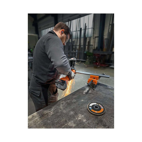 Compact Cordless Angle Grinder With Brushless Motor And 18 Volt Battery Compatibility Built Tough As Nails For Smooth Operator Grip And Zero Sweat Cutting On Hardcore Jobs in action cutting metal.