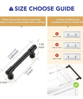 Size guide for 10 Pack Matte Black Kitchen Cabinet Handles With Three Inch Hole Center Solid Zinc Alloy Dresser Drawer Pulls.