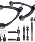 Front view of a 10-piece GM front suspension kit: 2 upper arms, 2 lower arms, tie rods, sway bar links, ball joints.