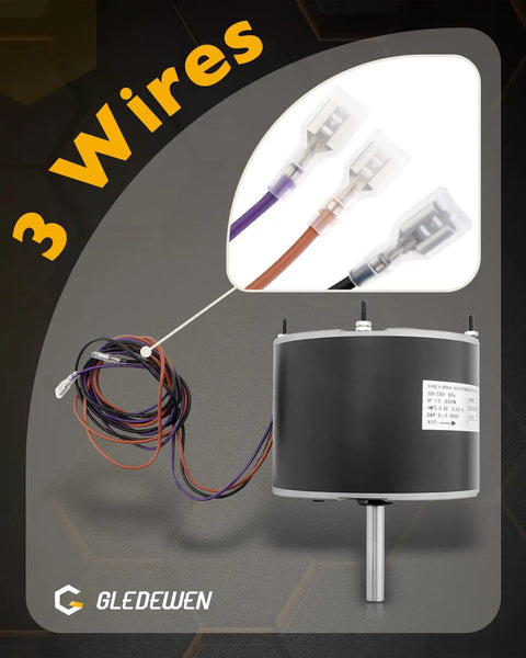 Image of Upgraded Condenser Fan Motor for Trane and American Standard A C Units One Eighth HP 208 230V 825 RPM with three wires