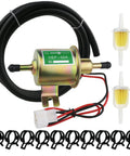 12V Electric Fuel Pump Kit For Cars, Trucks, Boats And Lawn Mowers With 3 To 6 PSI Output, Includes 12V Fuel Pump, 2M Five Sixteenth Inch ID Fuel Line, Filters, And Ten Hose Clamps For Easy Installation