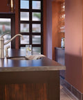 Modern kitchen with Wetherly High Arc Kitchen Faucet With Side Spray In Spot Resist Stainless, sleek countertop view, one-handle lever