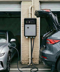 Dual vehicle setup with Level 2 EV Charger With J1772 Connector, 32A/7kW, 4.3-Inch Display charging two cars simultaneously