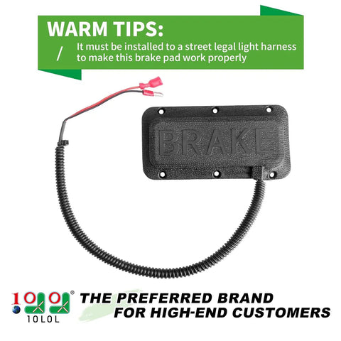 Built Like A Tank Premium Quality Universal Golf Cart Brake Light Switch Pad Mount for Yamaha Ezgo Club Car showing wired brake pad.