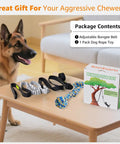 German Shepherd with Outdoor Bungee Tug Toy for Dogs Tree Hanging Rope Tug Interactive Chew Rope on table