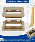 Tan Rear Power Window Switch Trim Replacement Cap Cover No Fuss 2 Pcs Fits Escalade Avalanche Silverado Tahoe Suburban Sierra Yukon 2000 To 2002 Driver And Passenger Side No Window Switch Included With Removal Tool shown in overlay with dimensions and parts view.