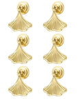 Top Shelf Knockout Slick Light Cyan Gold Ginkgo Leaf Cabinet Knobs Six Pack Vintage Drawer Pulls Premium Zinc Alloy Furniture Hardware With Screws For Dressers And Cupboards, sleek leaf design in gold finish.