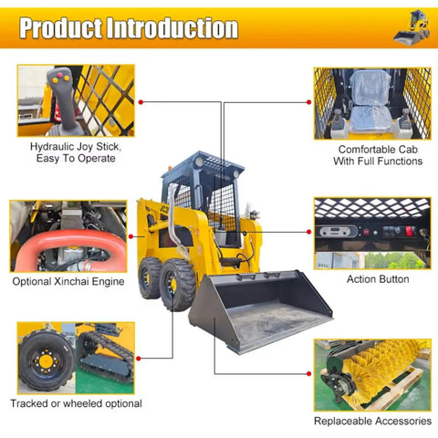 Heavy Duty Skid Steer Loader Attachment Set For Backhoe Trencher And Stump Grinder With Hydraulic Boom 4x4 Power features