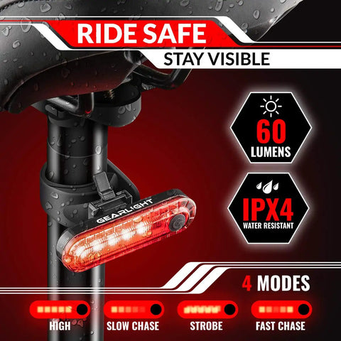 Front And Rear USB Rechargeable Bike Lights Set With 400 Lumen LED Headlight And Waterproof Tail Light, Ideal For Night Rides On Roads Or Trails, Great For MTB Mountain Bikes And Safe For Kids