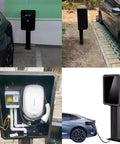 Rugged EV Charger Lock Box Featuring Beefy Vertical Stand And Full Weatherproof Cover For Outdoor Electric Vehicle Stations with steel housing.