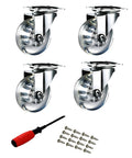 2 Inch Heavy Duty Swivel Caster Wheels Four Pack With Clear Rubber Wheels Top Plate And Screws 360 Degree Rotation