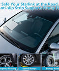 Starlink Mini Suction Cup Mount With 3 In 1 Car Charger For Cars Trucks RVs Boats And Road Trips installed on car windshield